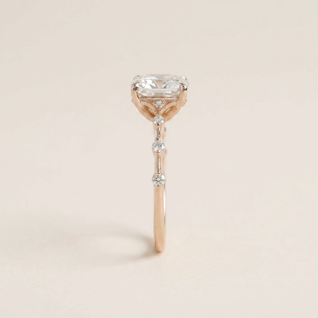 Moissanite 2.00 CT Cushion Cut Diamond Solitaire Ring (V-Victorian)