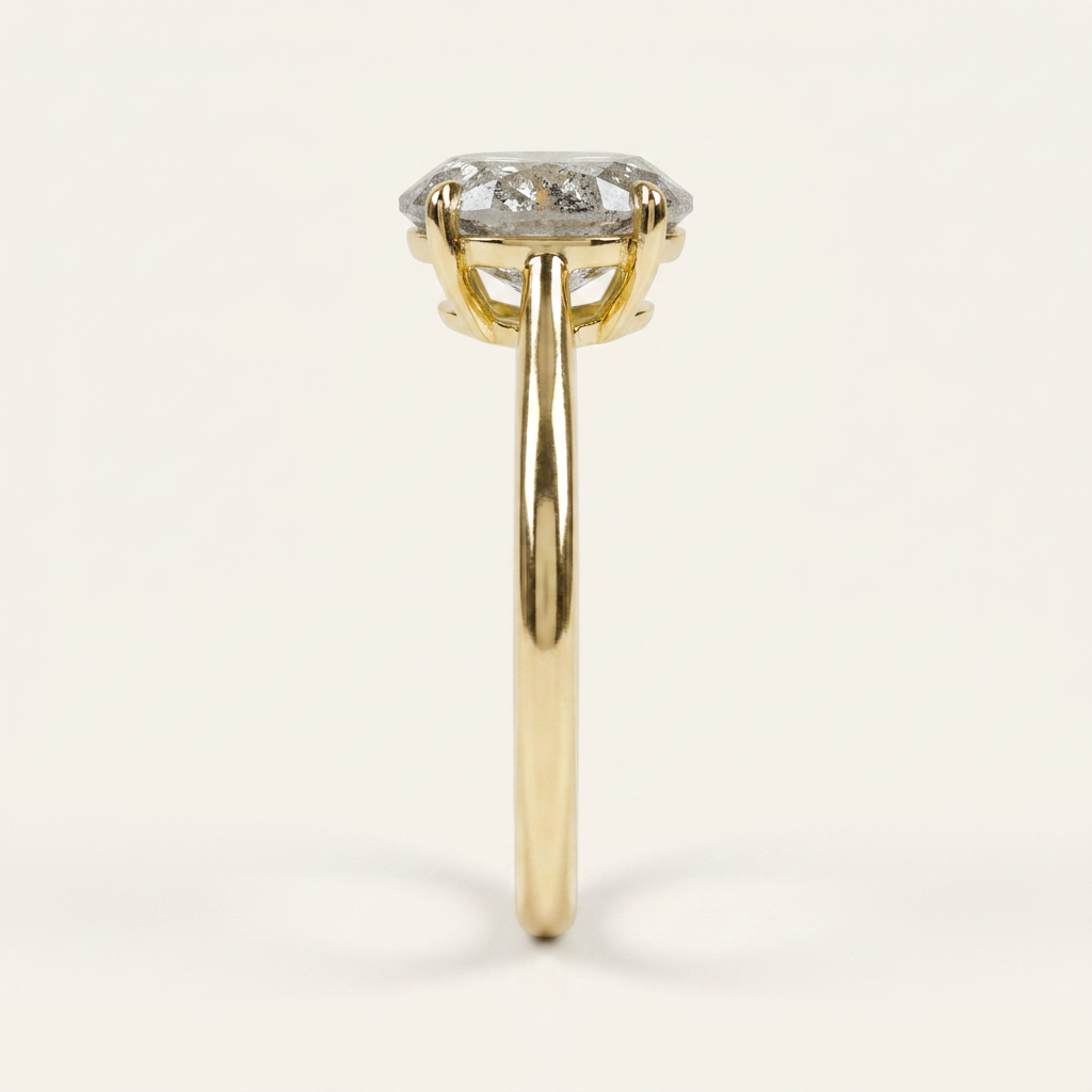 2.05 CT Oval Cut Salt and Pepper Diamond Solitaire Ring