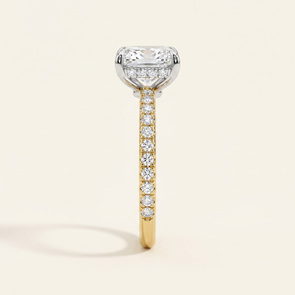 Moissanite 3.65 CT Asscher & Round Cut Diamond Solitaire Ring