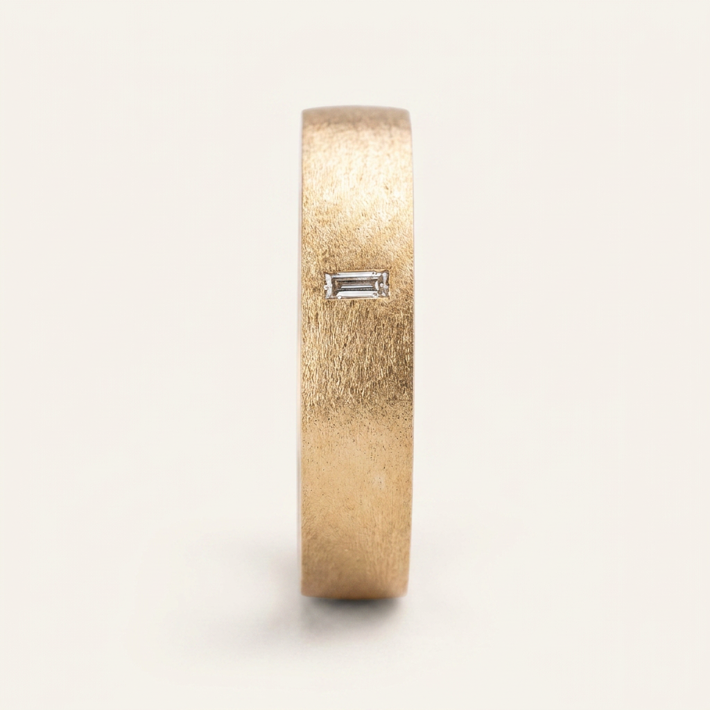 0.10 CT Baguette Cut Salt and Pepper Diamond Ring