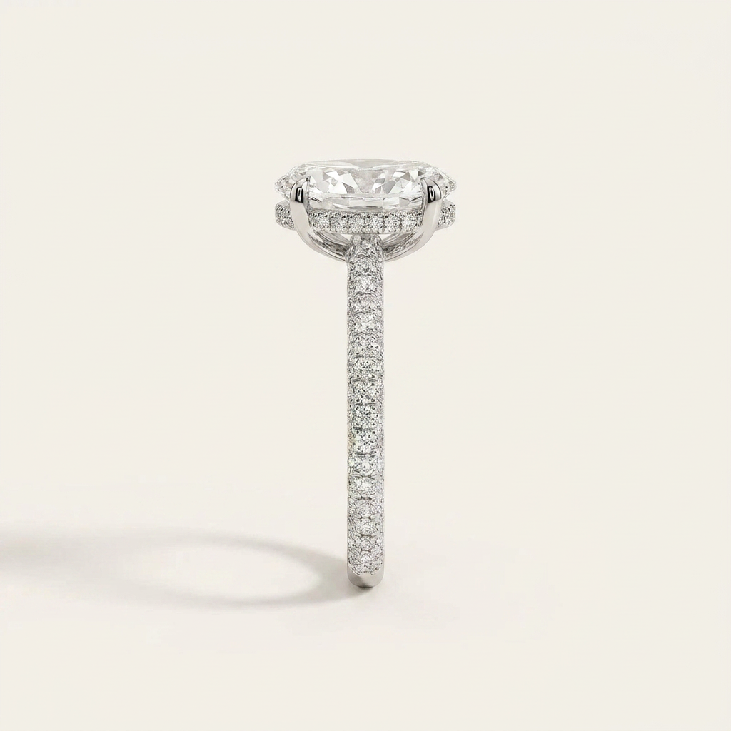 Moissanite 3.50 CT Oval & Round Cut Diamond Solitaire Ring (V-Bohohippie)