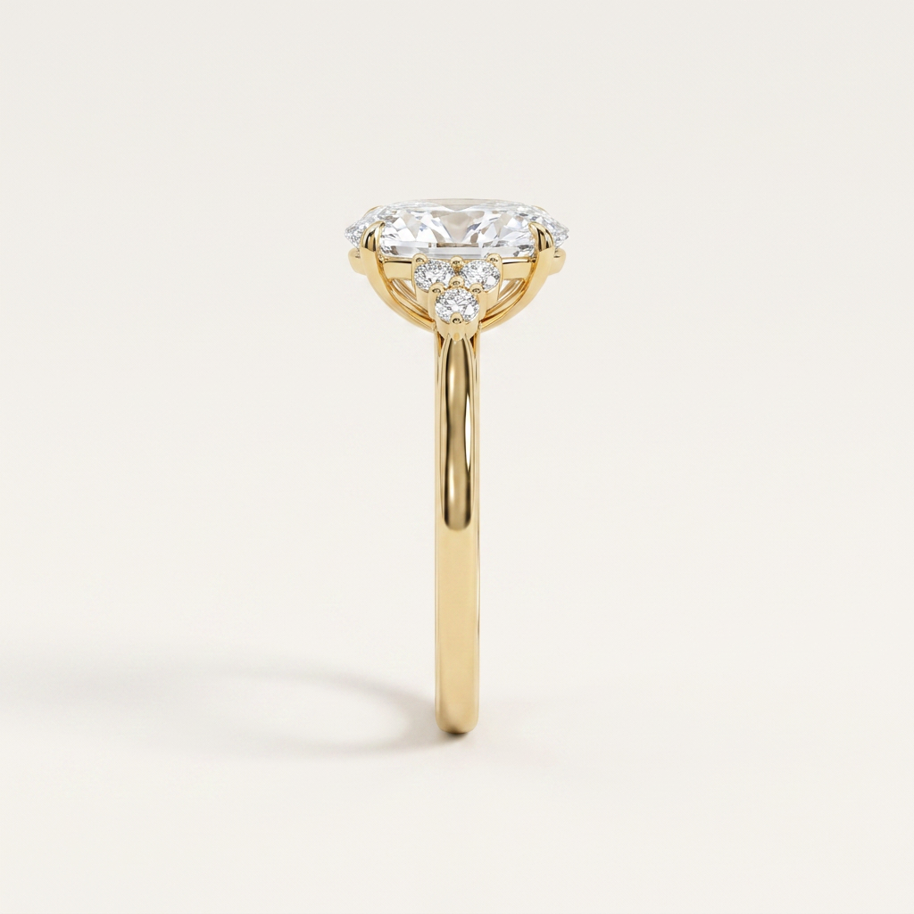 Moissanite 4.00 CT Oval & Round Cut Diamond Three Stone Ring
