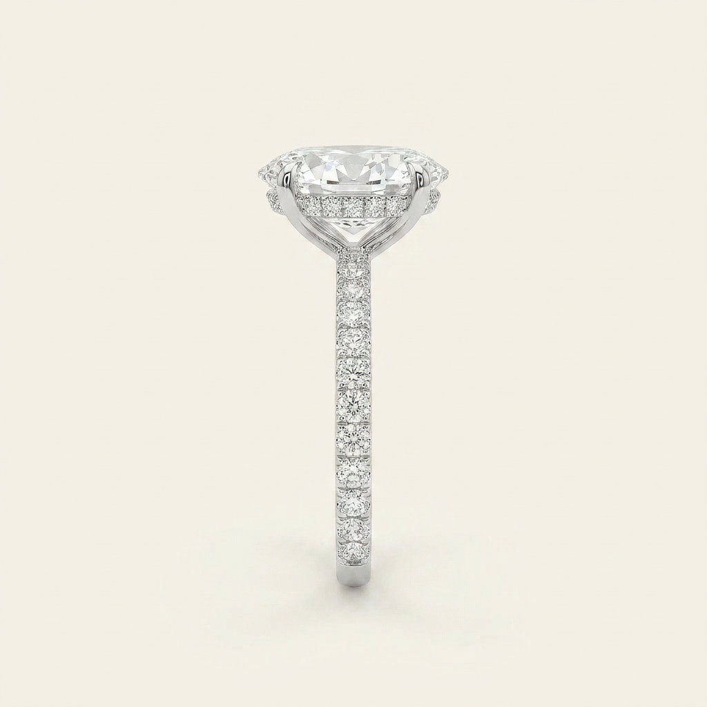 Moissanite 4.45 CT Oval & Round Cut Diamond Solitaire Ring