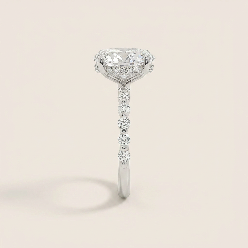 Moissanite 3.35 CT Oval & Round Cut Diamond Solitaire Ring