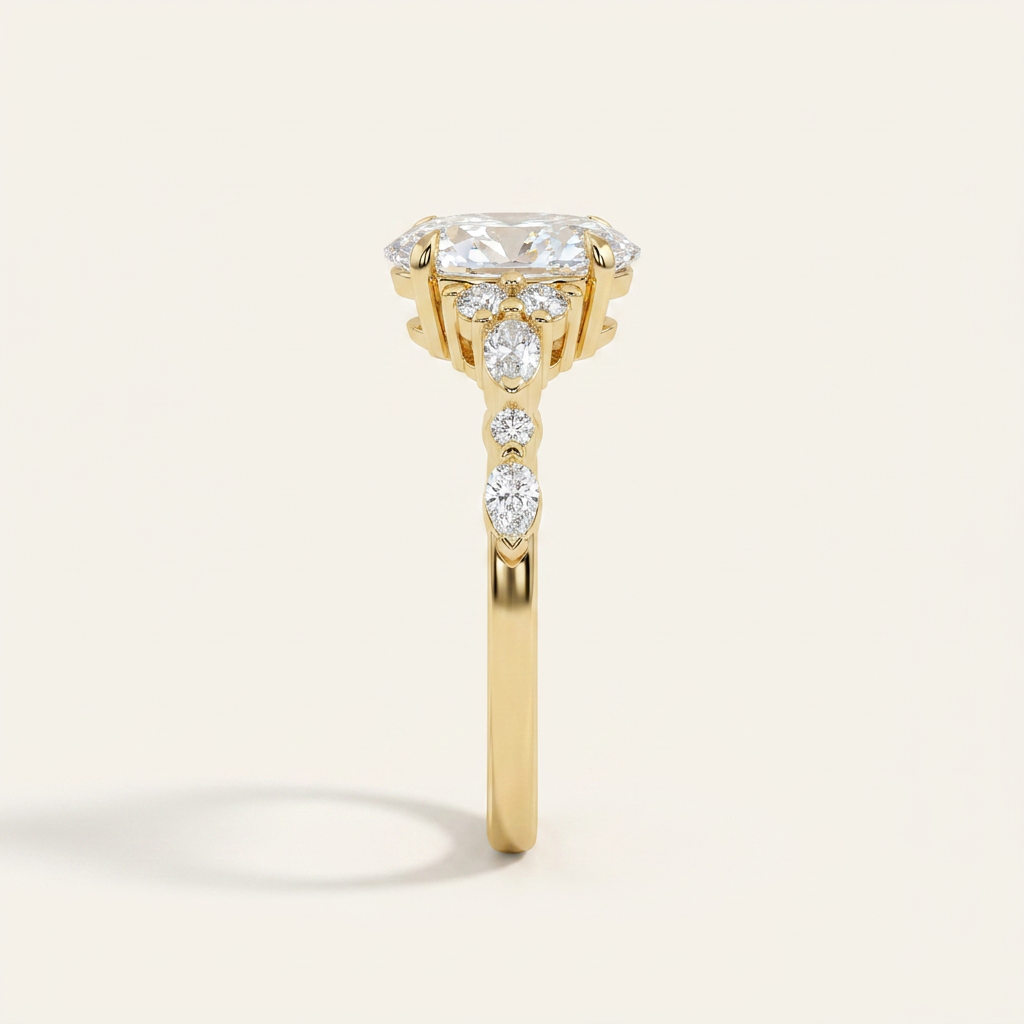 Lab Grown 1.80 CT Oval & Pear Cut Diamond Cluster Ring