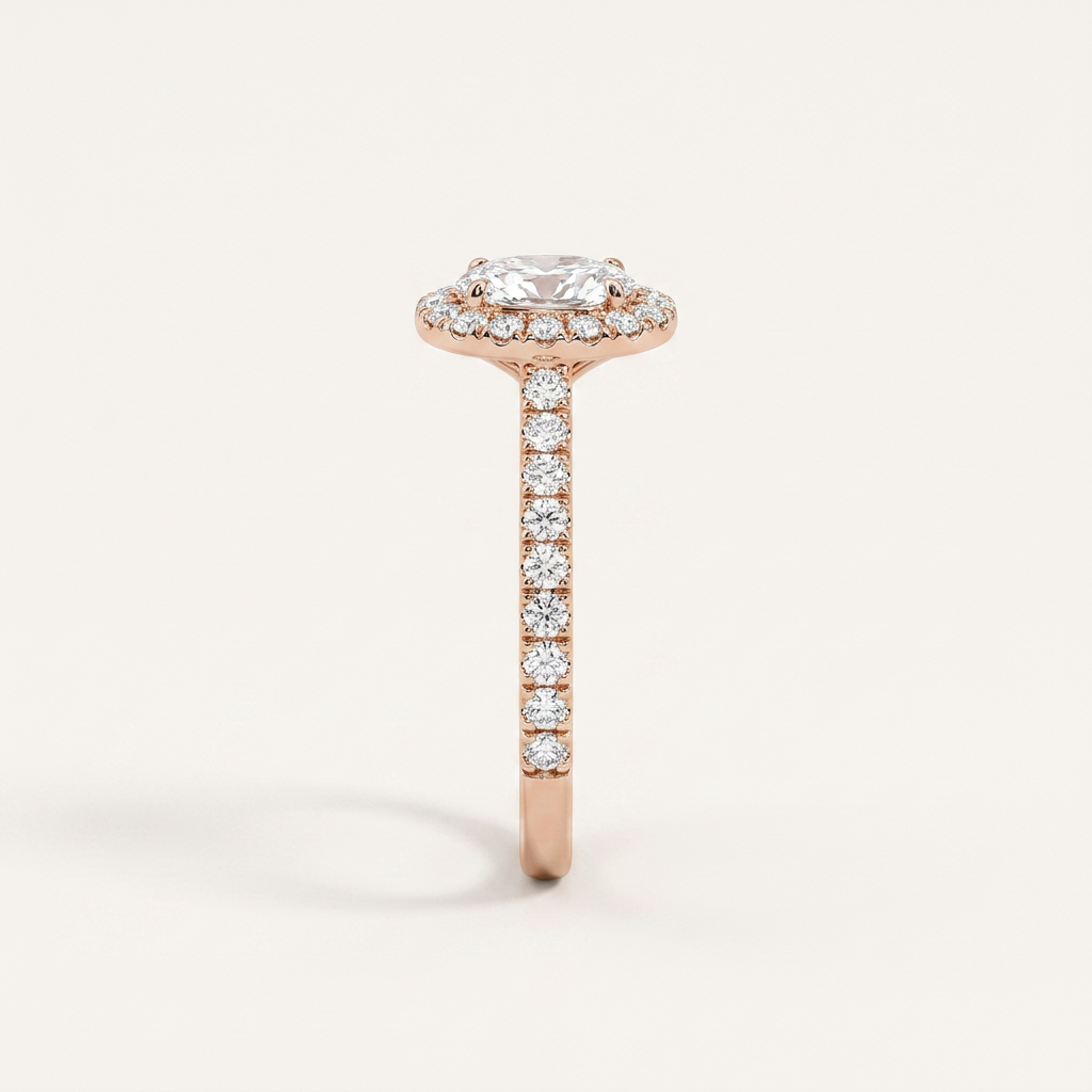 Moissanite 2.76 CT Oval & Round Cut Diamond Halo Ring