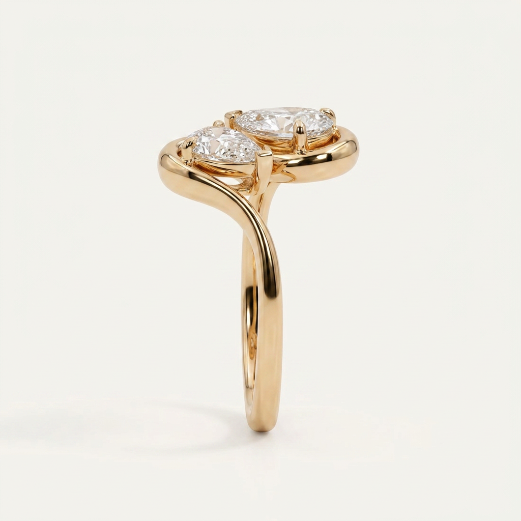 Moissanite 3.50 CT Pear Cut Diamond Toi Et Moi Ring