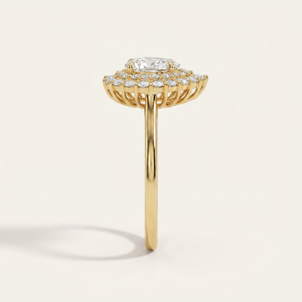 Lab Grown 1.60 CT Pear Cut Diamond Halo Ring