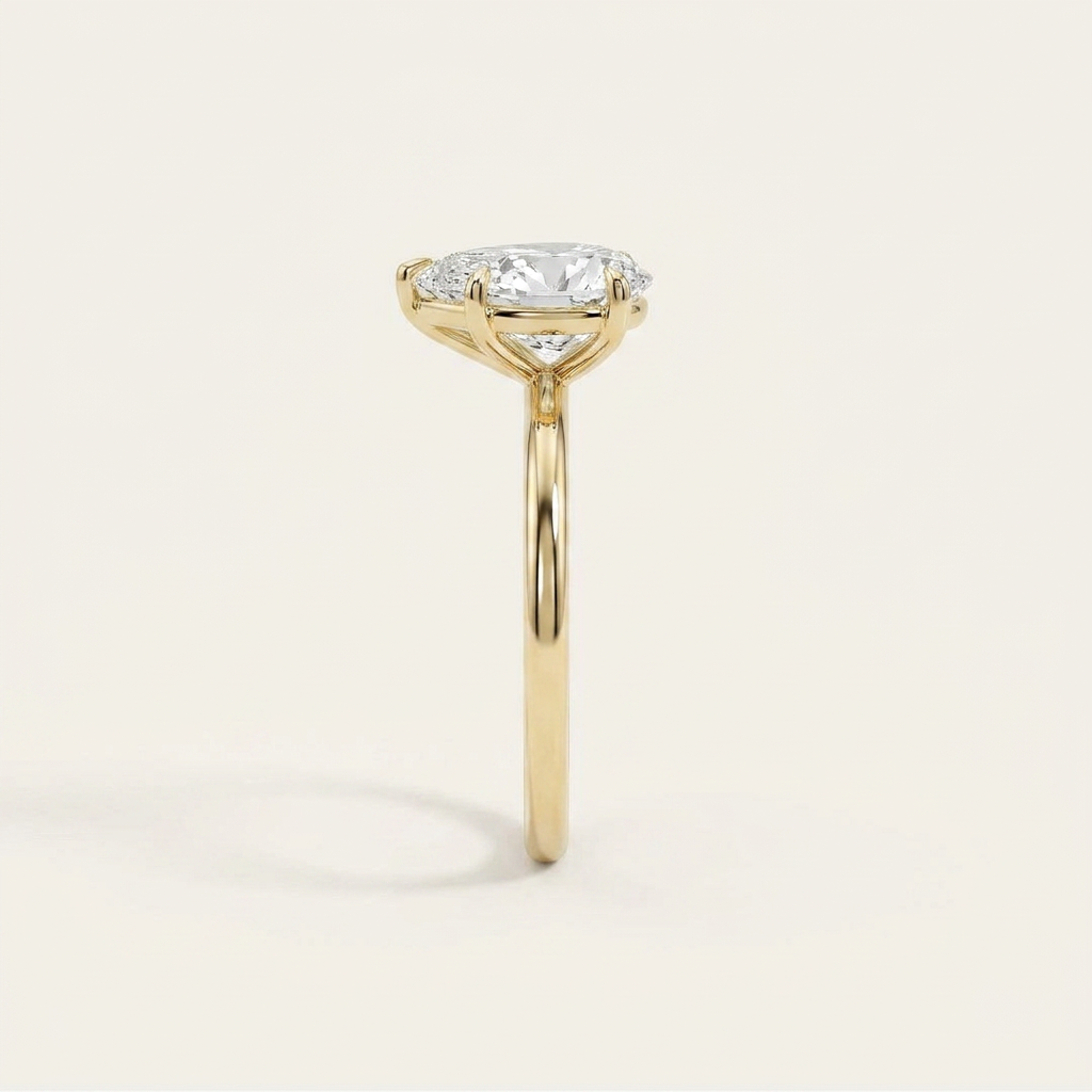 Moissanite 2.91 CT Pear Cut Diamond Solitaire Ring