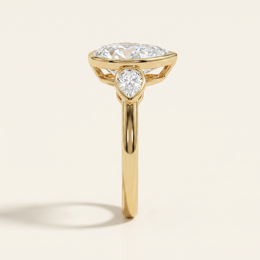 Moissanite 3.95 CT Pear Cut Diamond Three Stone Ring