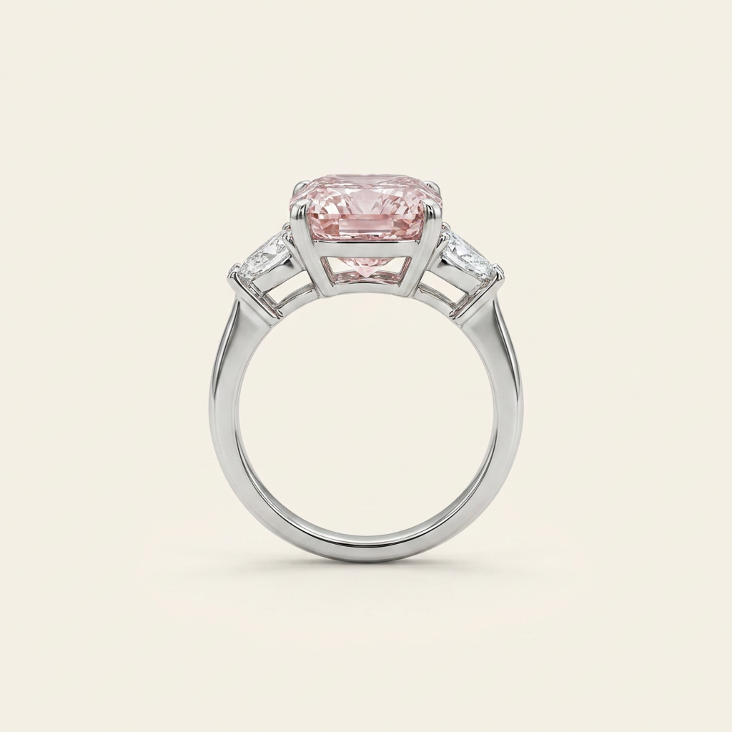Lab Grown 5.00 CT Cushion Cut Diamond Three Stone Ring