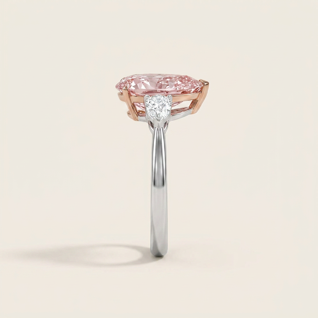 Lab Grown 5.00 CT Pear Cut Diamond Three Stone Ring