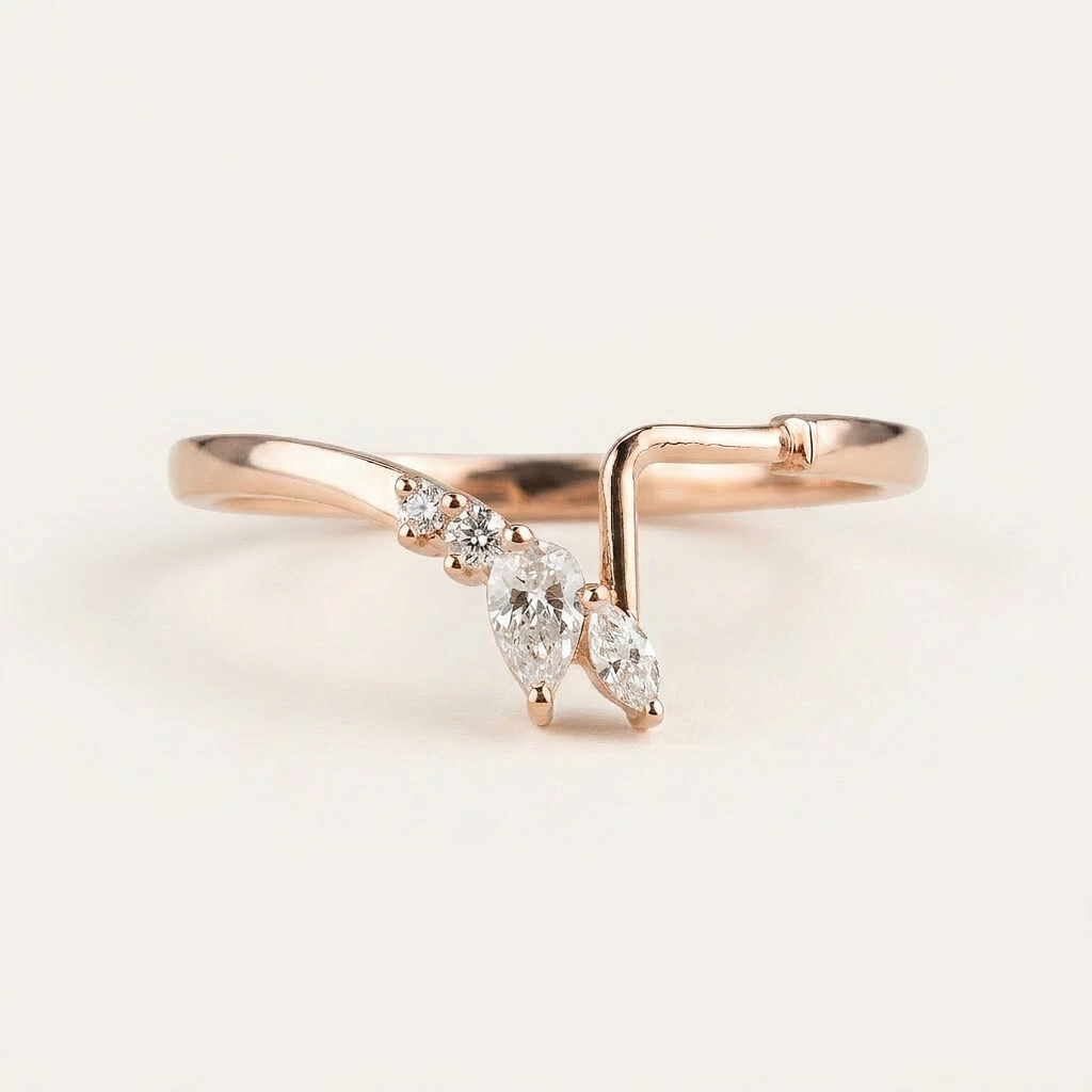 Moissanite 0.26 CT Marquise & Round Cut Diamond Ring