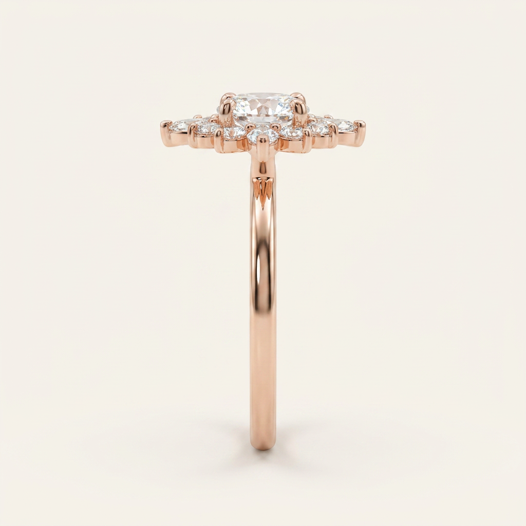 Moissanite 3.27 CT Round & Marquise Cut Diamond Cluster Ring