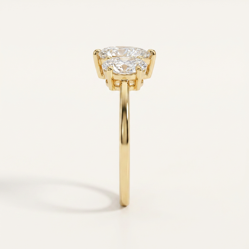 Lab Grown 1.50 CT Oval & Pear Cut Diamond Toi Et Moi Ring