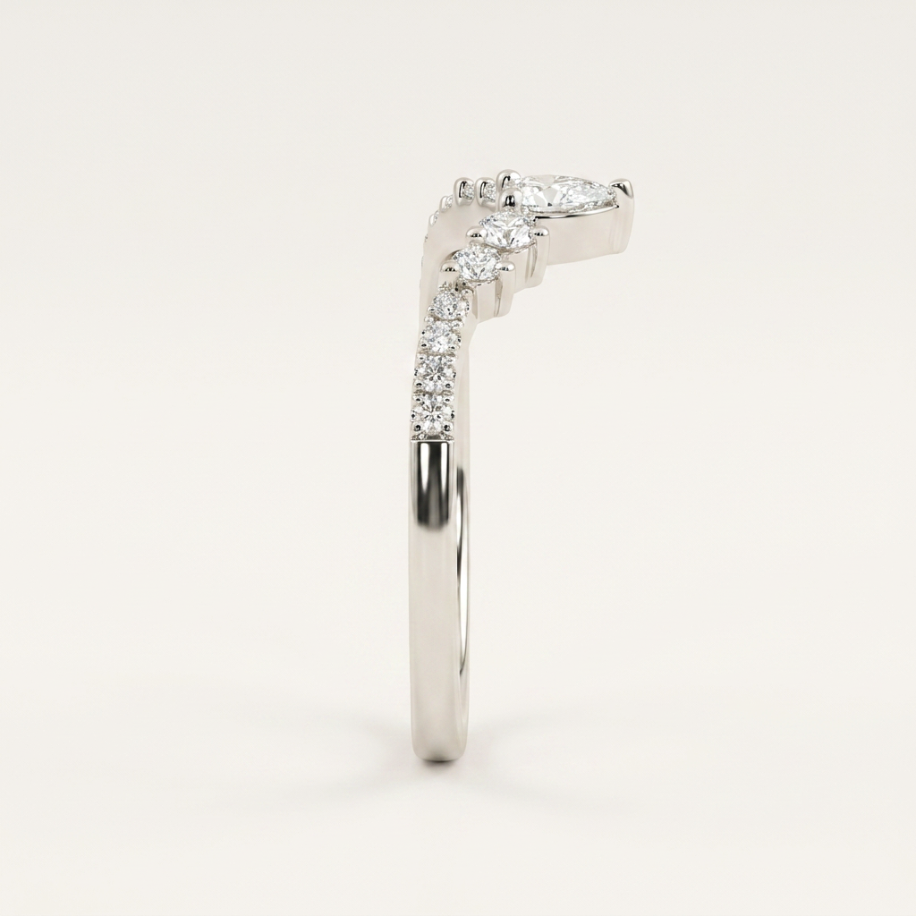Moissanite 0.32 CT Pear & Round Cut Diamond Ring