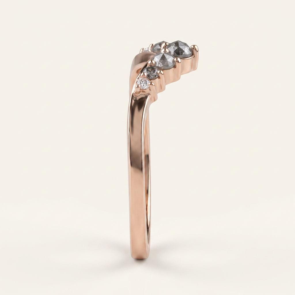 0.35 CT Round Cut Salt and Pepper Diamond Ring
