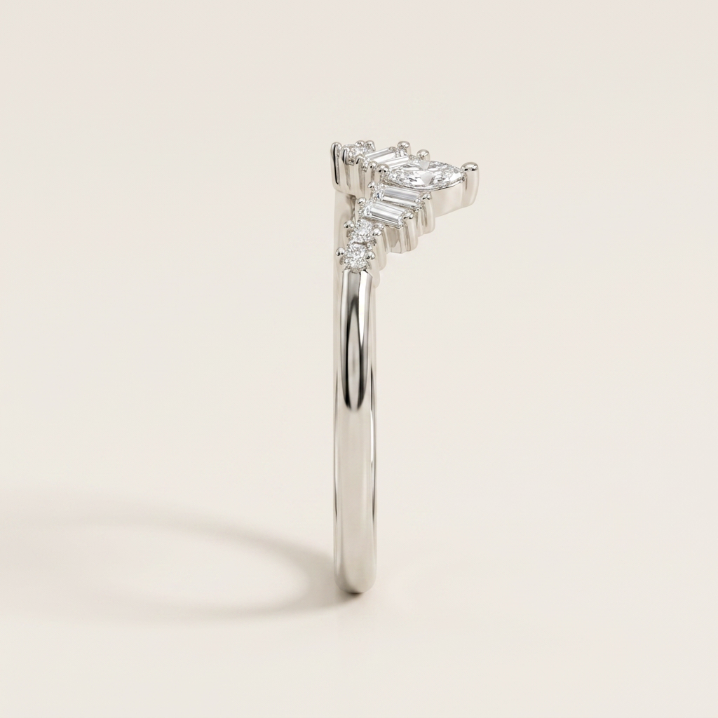 Moissanite 0.20 CT Marquise & Baguette Cut Diamond Ring