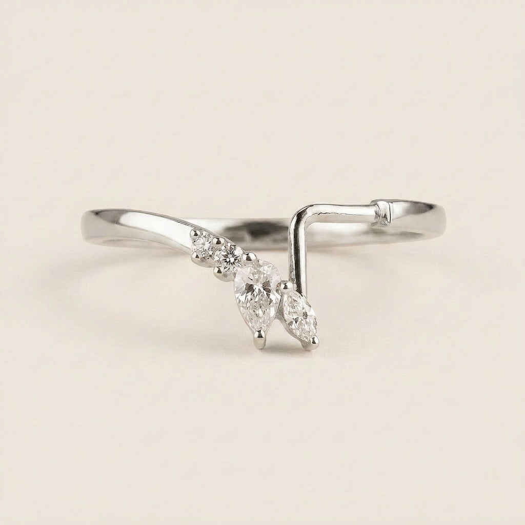 Moissanite 0.26 CT Marquise & Round Cut Diamond Ring
