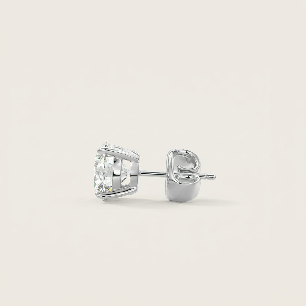 Moissanite 1.00 CT Round Cut Diamond Stud Earring