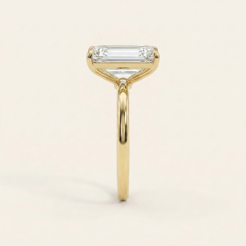 Moissanite 3.00 CT Emerald Cut Diamond Solitaire Ring (V1)
