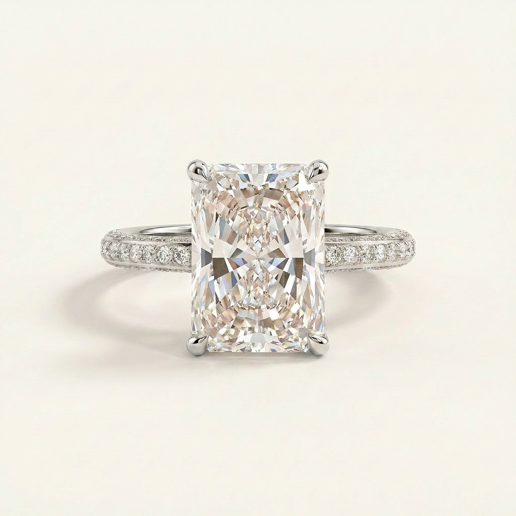 Moissanite 2.90 CT Radiant Cut Diamond Solitaire Ring