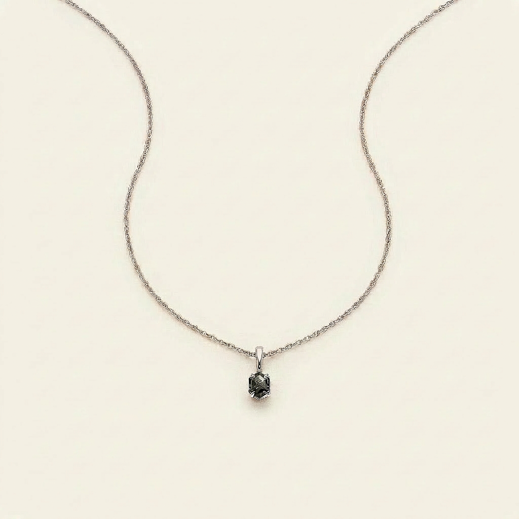 0.70 CT Hexagon Cut Salt and Pepper Diamond Necklace