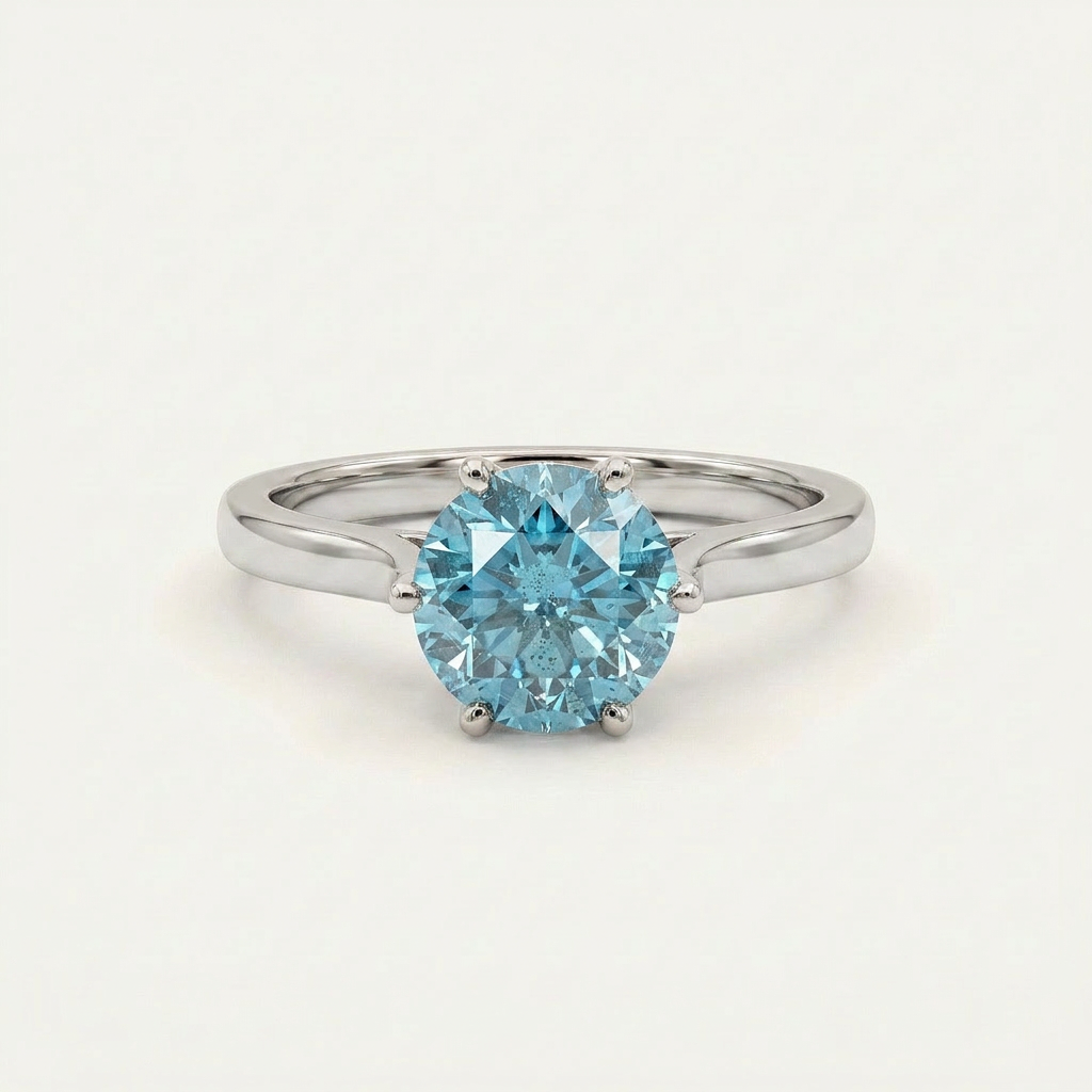 Moissanite 2.35 CT Portuguese Round Cut Diamond Solitaire Ring