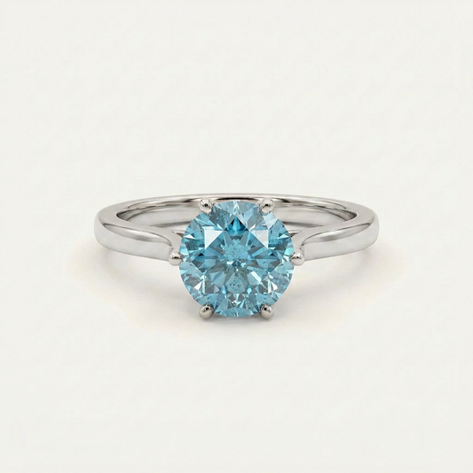 Moissanite 2.35 CT Portuguese Round Cut Diamond Solitaire Ring