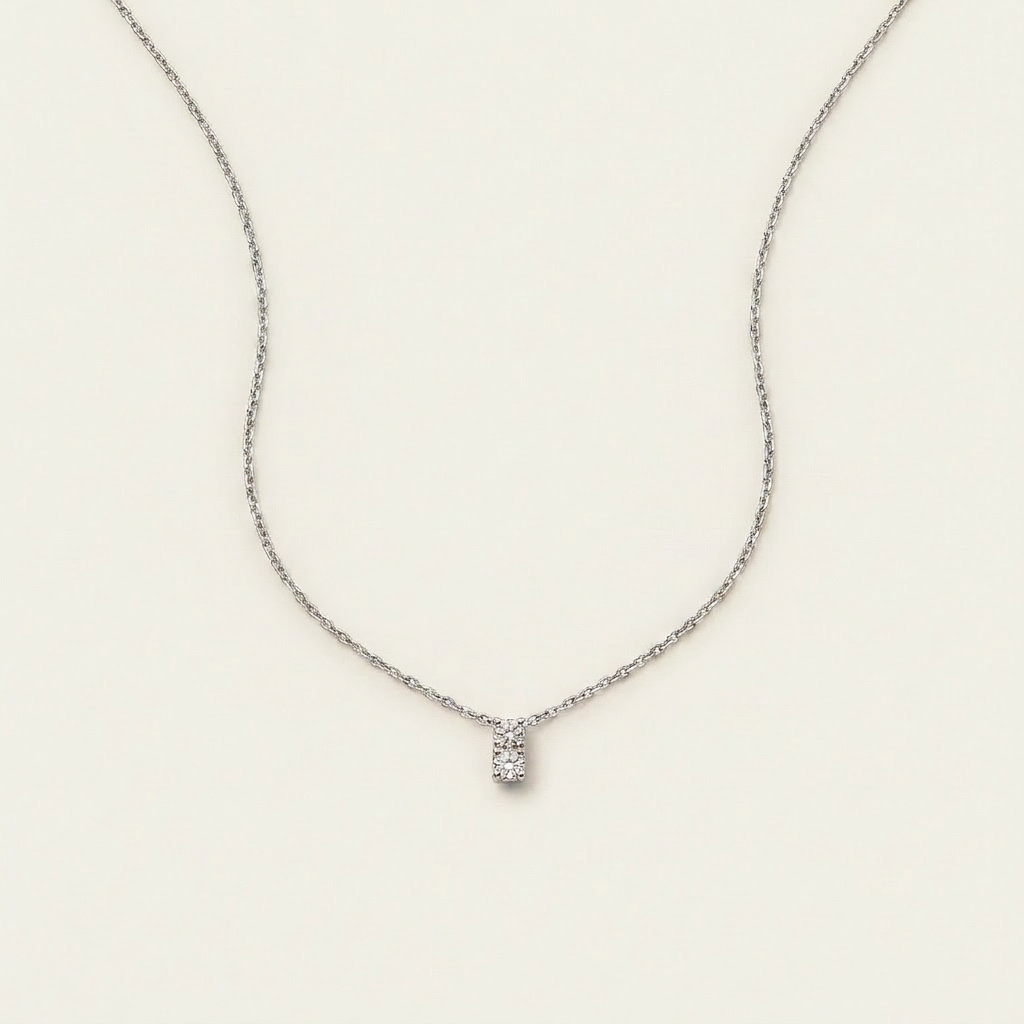 Moissanite 1.00 CT Round Cut Diamond Two Stone Necklace