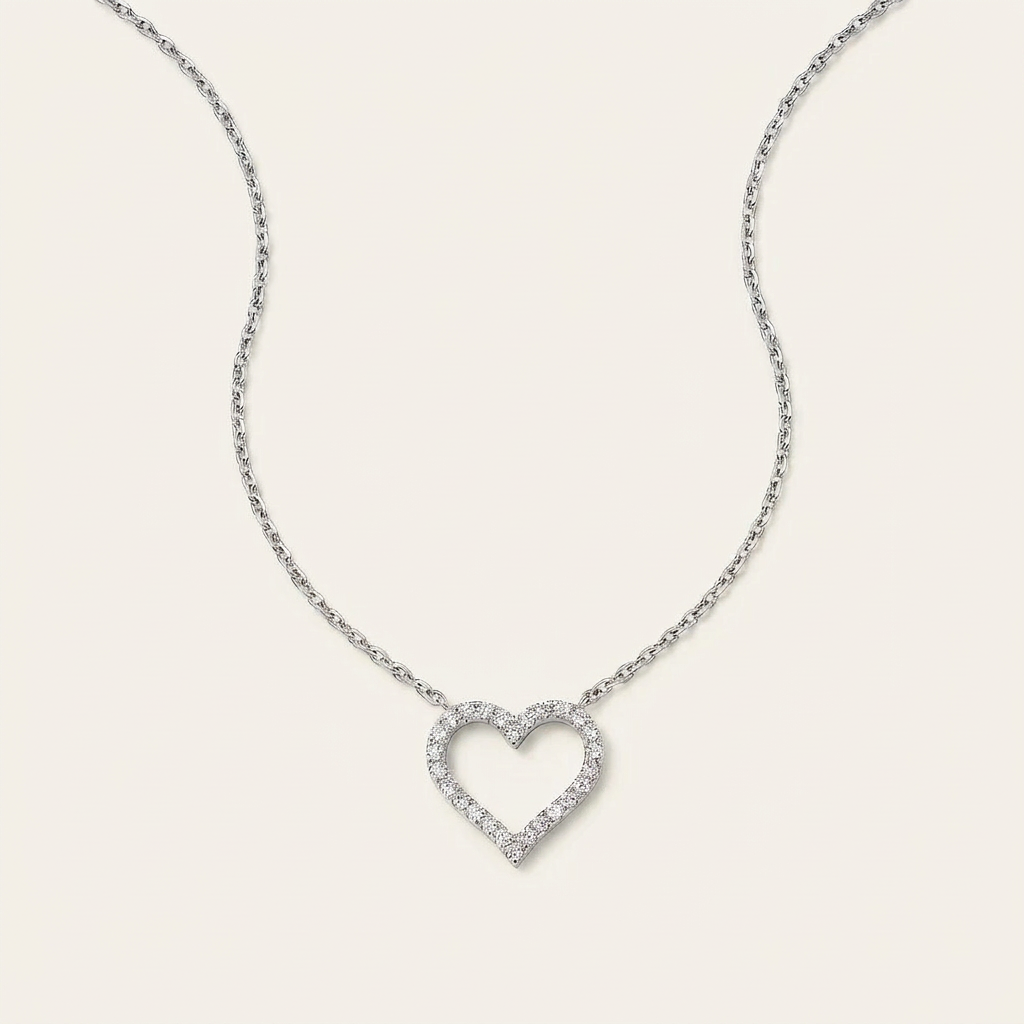 Moissanite 0.30 CT Round Cut Diamond Heart Necklace (V2)