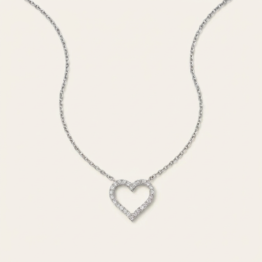 Moissanite 0.30 CT Round Cut Diamond Heart Necklace (V2)