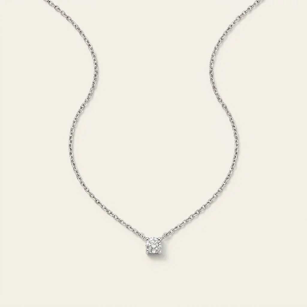 Moissanite 0.25 CT Round Cut Diamond Solitaire Necklace (V2)