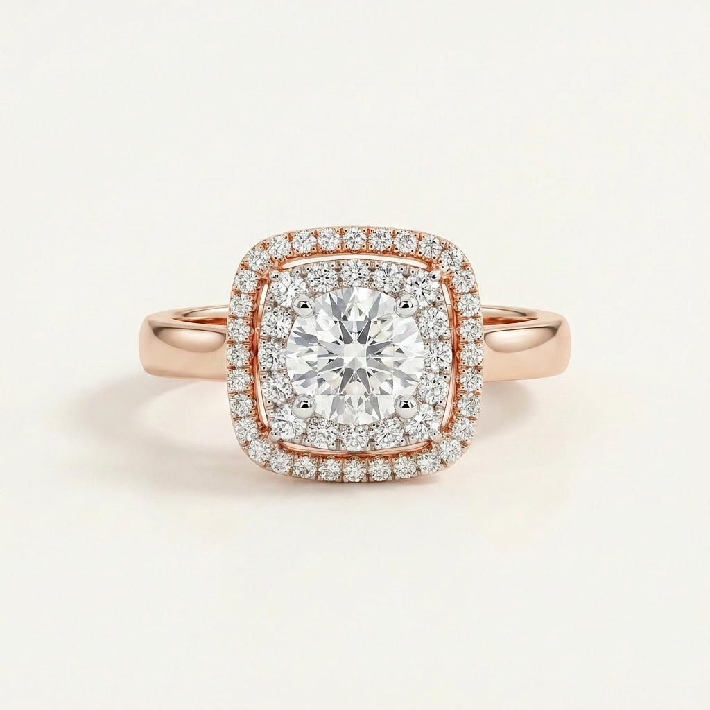 Moissanite 2.56 CT Round Cut Diamond Halo Ring