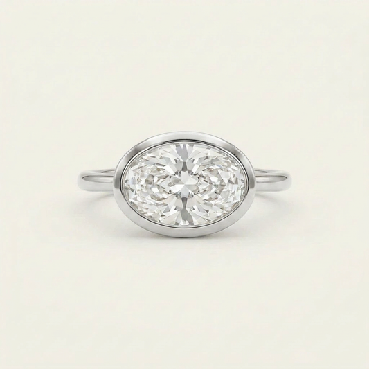 Moissanite 1.85 CT East-West Oval Cut Diamond Solitaire Ring