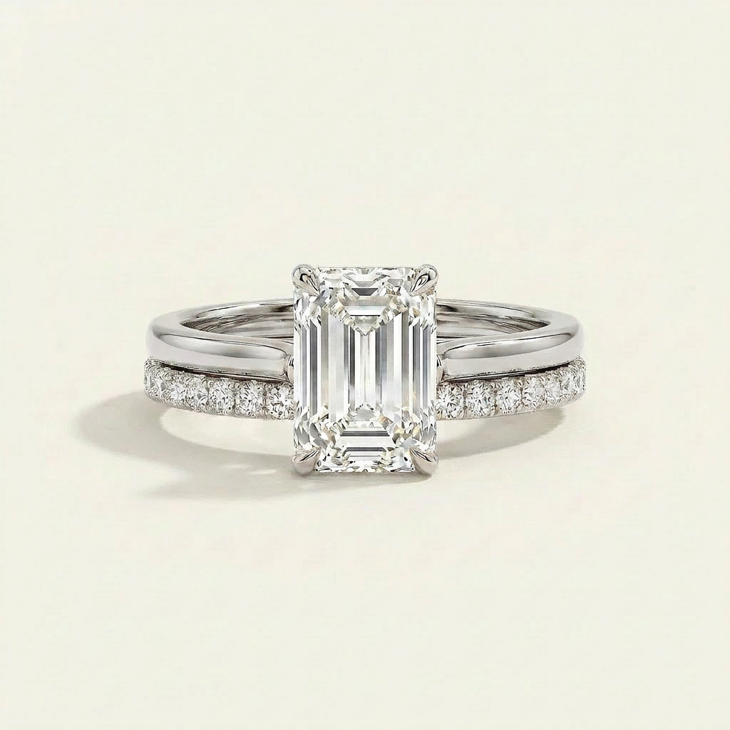 Moissanite 2.55 CT Emerald Cut Diamond Solitaire Ring