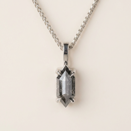 0.67 CT Hexagon Cut Salt and Pepper Diamond Necklace (V2)