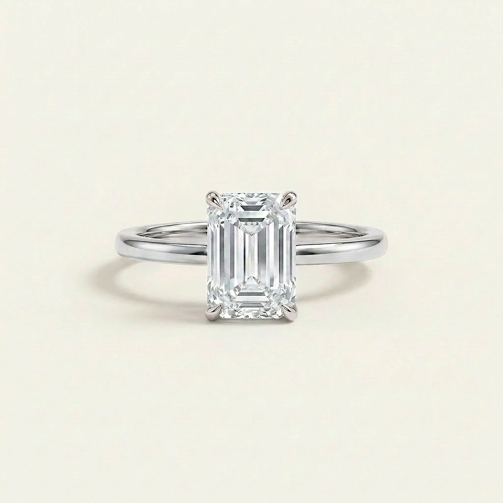 Moissanite 3.40 CT Emerald Cut Diamond Solitaire Ring