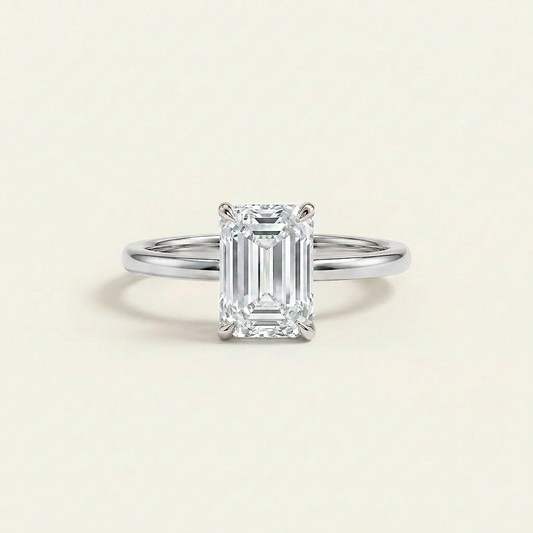 Moissanite 3.40 CT Emerald Cut Diamond Solitaire Ring
