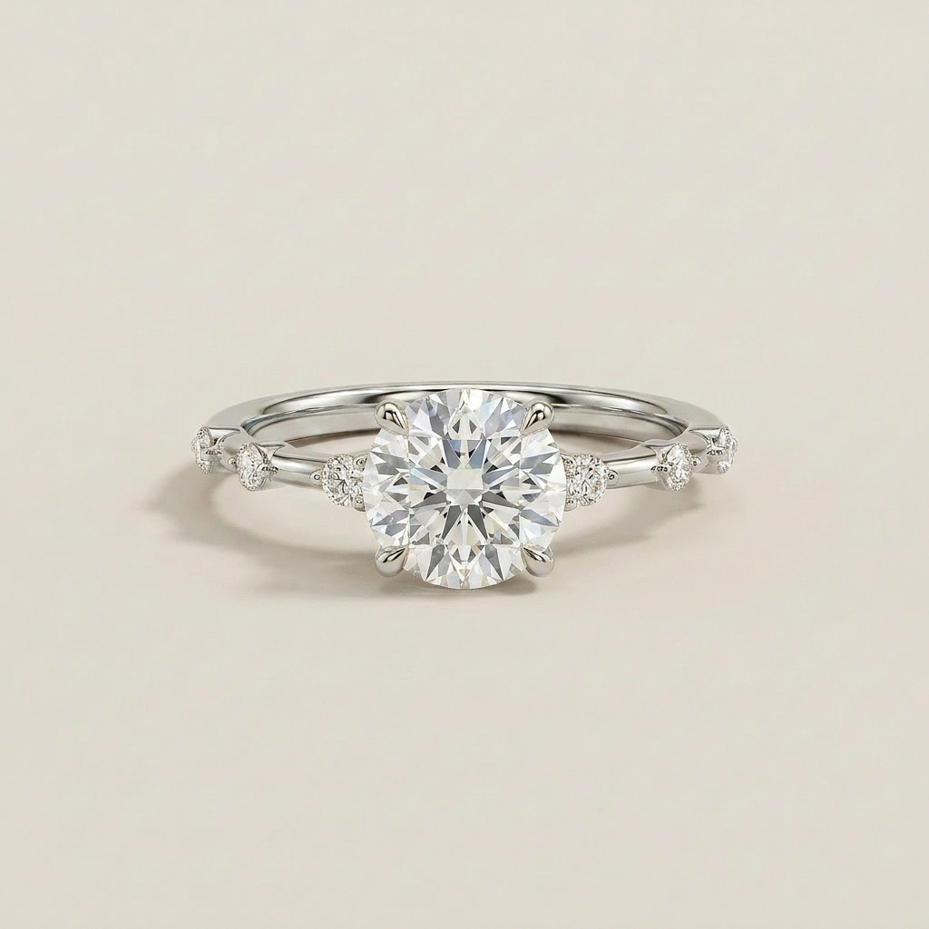 Moissanite 3.65 CT Round Cut Diamond Solitaire Ring