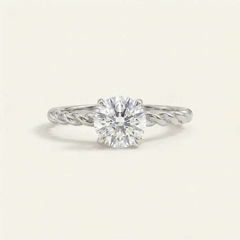 Moissanite 2.10 CT Round Cut Diamond Solitaire Ring