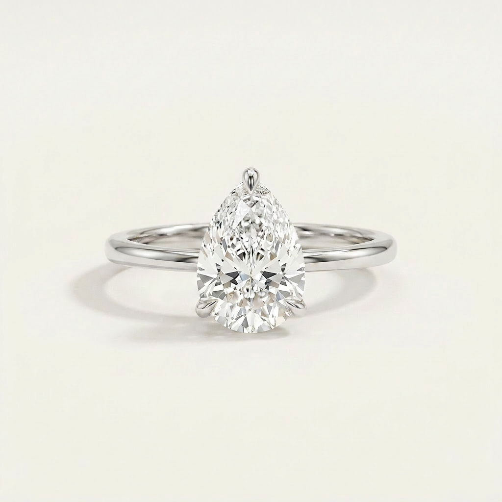 Moissanite 1.90 CT Pear Cut Diamond Solitaire Ring