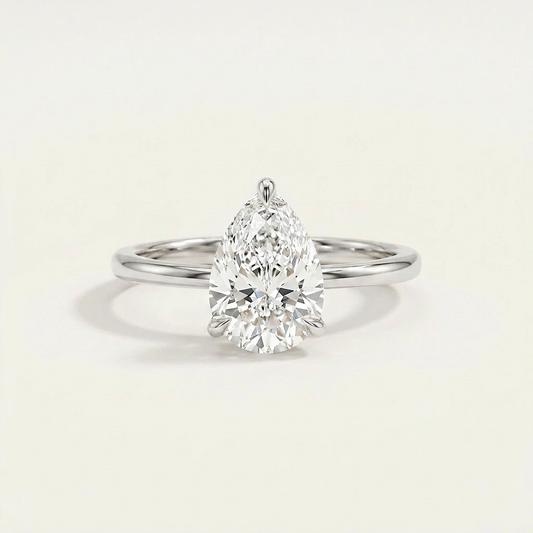 Moissanite 1.90 CT Pear Cut Diamond Solitaire Ring