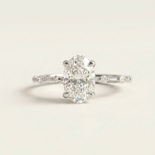 Moissanite 2.80 CT Oval & Round Cut Diamond Solitaire Ring