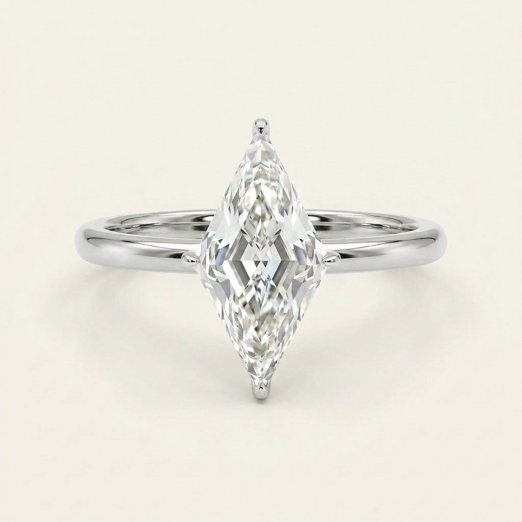 Moissanite 2.05 CT Lozenge Cut Diamond Solitaire Ring