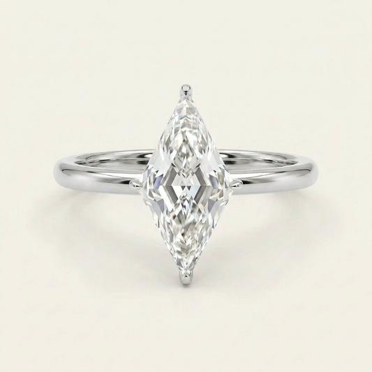 Moissanite 2.05 CT Lozenge Cut Diamond Solitaire Ring