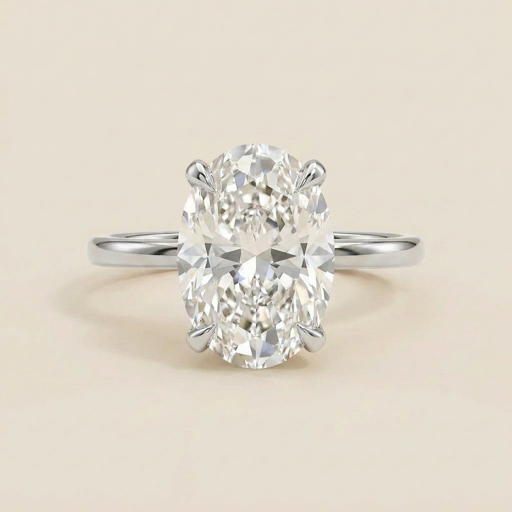 Moissanite 1.90 CT Oval Cut Diamond Solitaire Ring