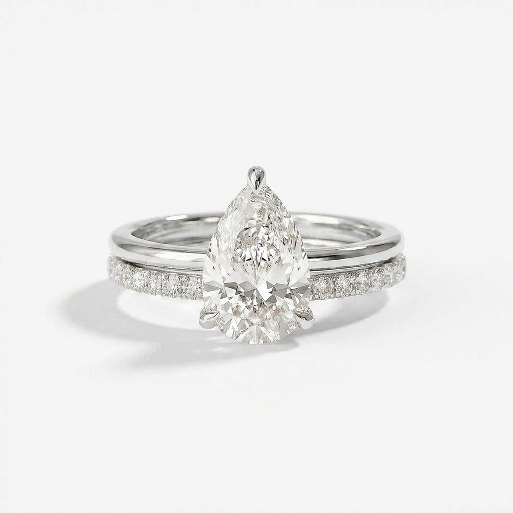 Moissanite 1.90 CT Pear Cut Diamond Solitaire Ring
