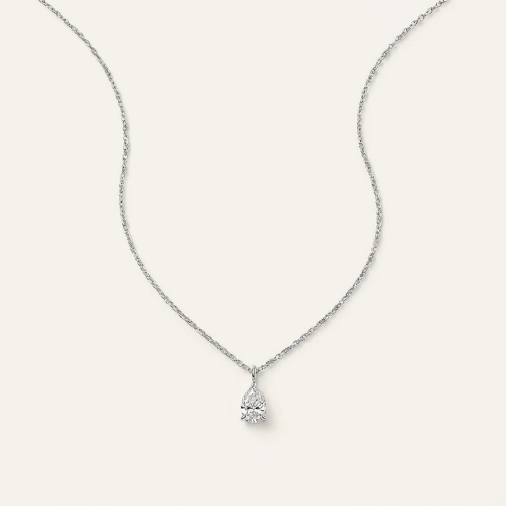 Moissanite 0.25 CT Pear Cut Diamond Solitaire Necklace