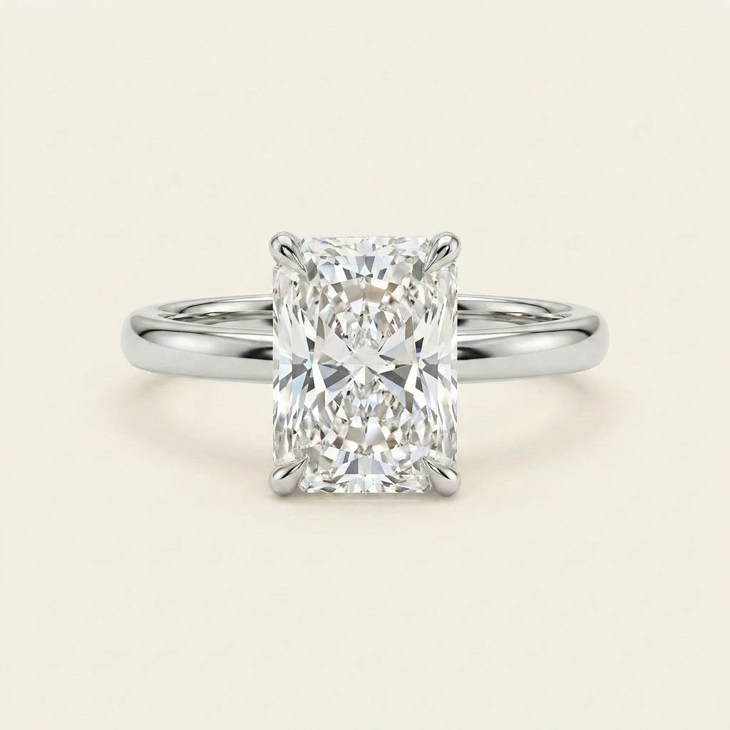 Moissanite 2.10 CT Radiant Cut Diamond Solitaire Ring
